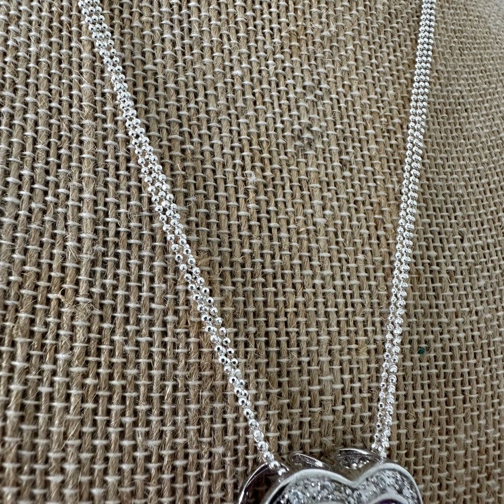 Vintage Italian 925 Sterling Purple Heart CZ Necklace - Picture 5 of 11